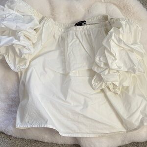 White Off-Shoulder Ruffle Blouse